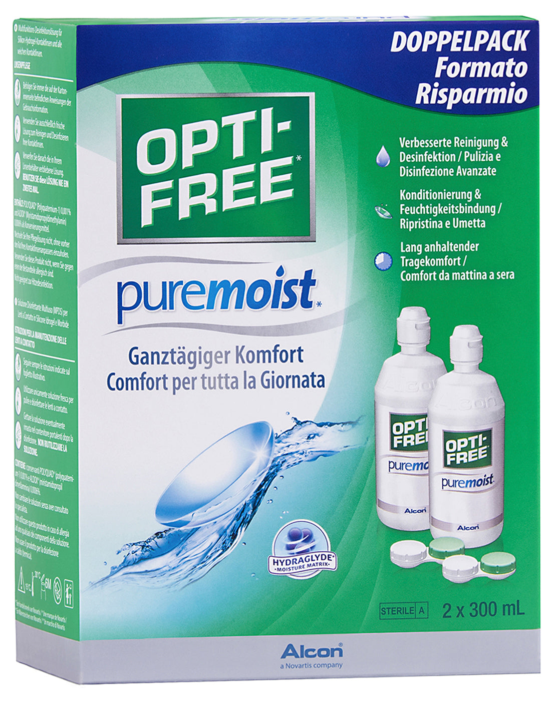 OPTI-FREE® PureMoist - All-in-One Pflege mit HydraGlyde - Feuchtigkeitsmatrix 2 X 300ml